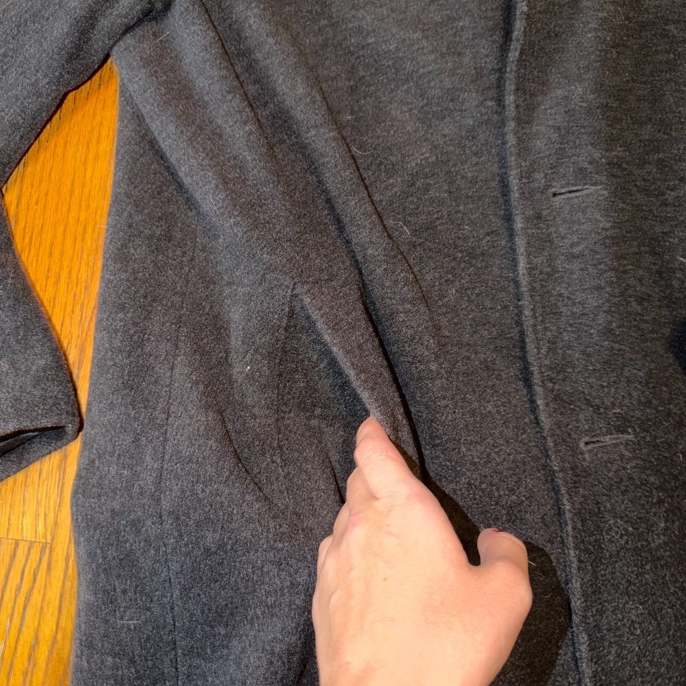 Banana Republic Wool & Cashmere Blend Heather Black Pea Coat Long Jacket Gray - Picture 2 of 6